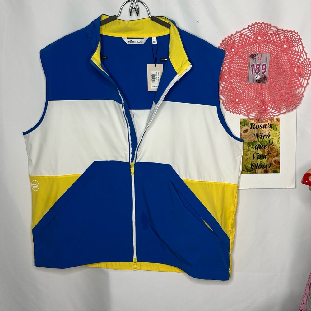 NWT Peter Millar Crown Sailing Nautilus Blue, White, Yellow Vest Size XXL - Picture 7 of 14